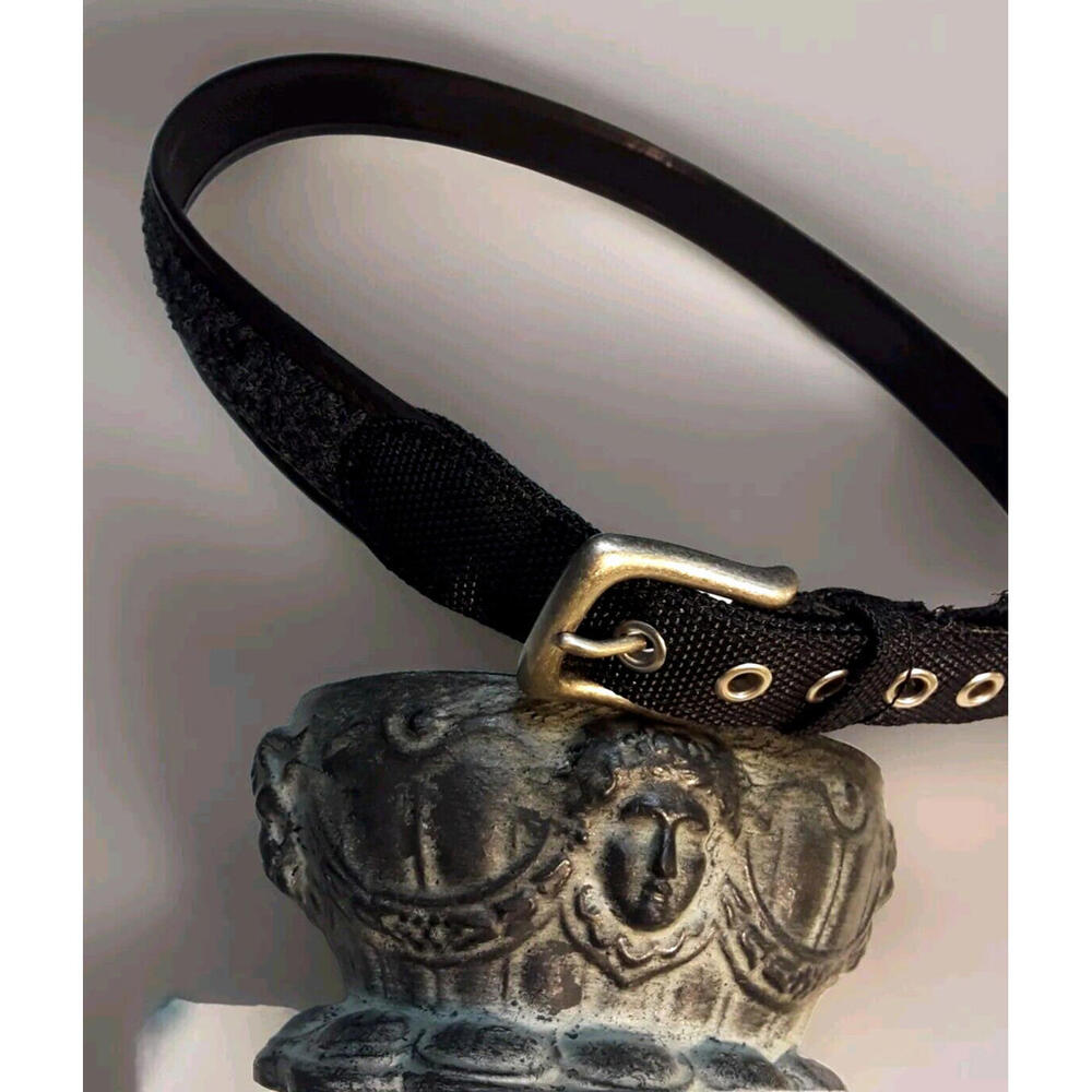 WOOLRICH BLACK BELT size 38 SOLID BRASS BUCKLE Vintage Men's 90's Textured Belt